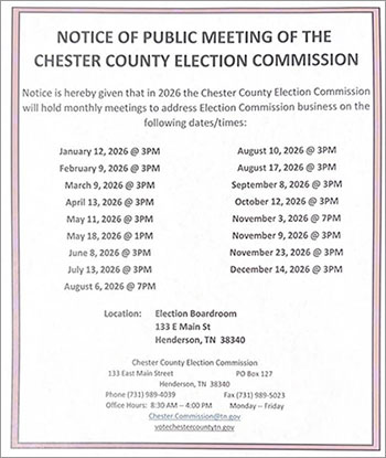 Notice of Public Meeting of the Chester County Election Commission
